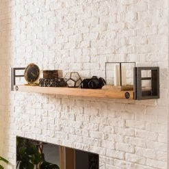 Ars manufacti Tablettes murales Manchester (lot de 2) - Acacia massif / Métal - Acacia / Anthracite - Largeur : 110 cm -Meubles de salon Soldes 1000213217 210831 13323600015 MOOD DETAILS P000000001000213217 mood