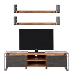 Ars manufacti Meubles TV Manchester III (3 éléments) - Acacia massif / Métal - Acacia / Anthracite -Meubles de salon Soldes 1000213222 200831 09510400051 DETAILS P000000001000213222