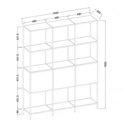 Fredriks Étagère Meon III - Chêne gris - Largeur : 150 cm -Meubles de salon Soldes 1000213232 200814 14310600022 SKETCH DETAILS P000000001000213232 sketch