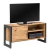 Naturoo Meuble TV Ironwood I - Placage en bois véritable / Métal - Chêne vieilli / Gris