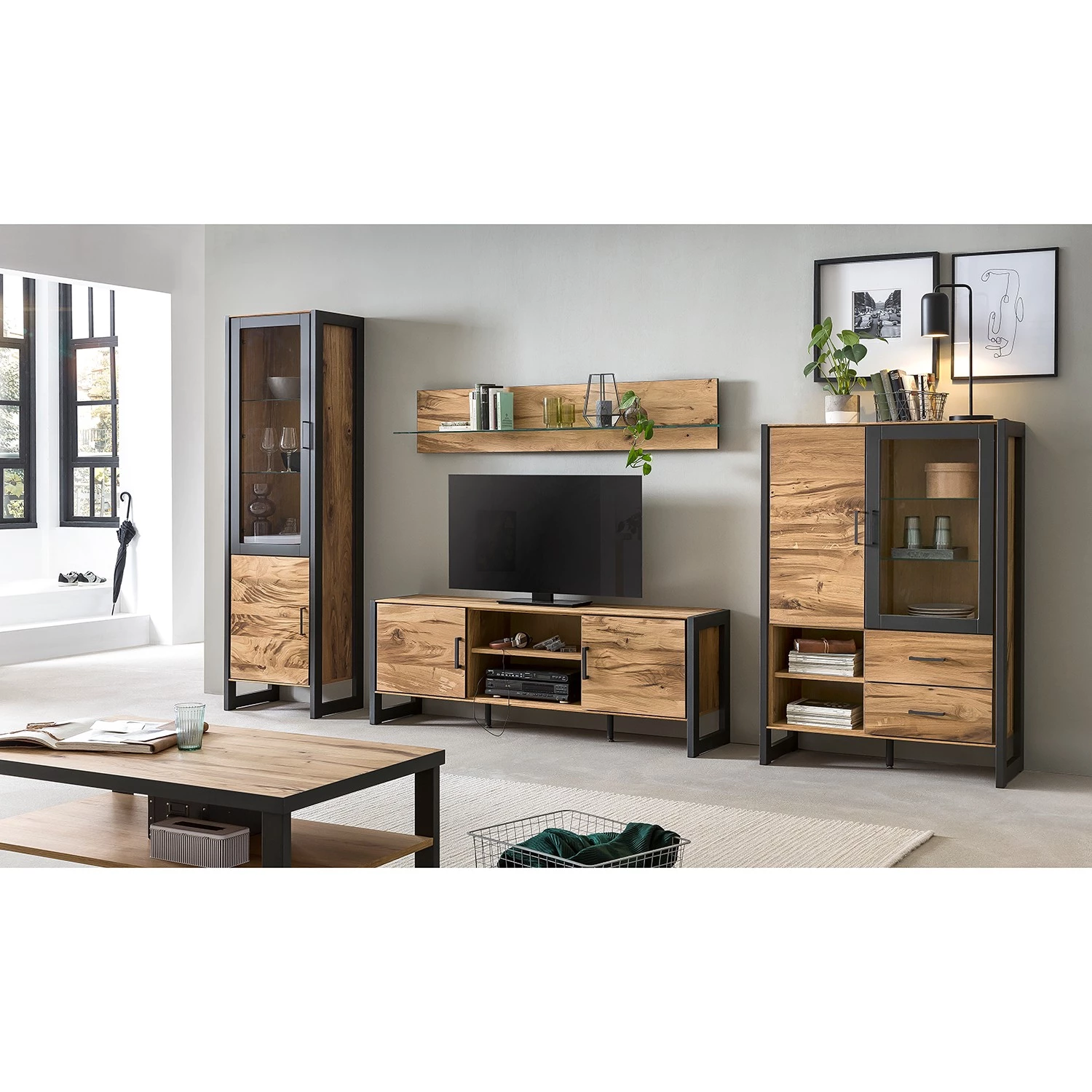 Naturoo Buffet haut Ironwood I - Placage en bois véritable / Métal - Chêne vieilli / Gris 4 Naturoo Buffet haut Ironwood I - Placage en bois véritable / Métal - Chêne vieilli / Gris – Image 2