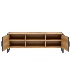 Naturoo Meuble TV Ironwood II - Placage en bois véritable / Métal - Chêne vieilli / Gris -Meubles de salon Soldes 1000213252 200512 14010600065 DETAILS P000000001000213252