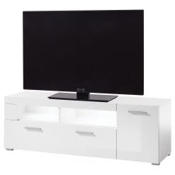 Loftscape Meuble TV Cely - Blanc brillant / Blanc mat - Largeur : 140 cm