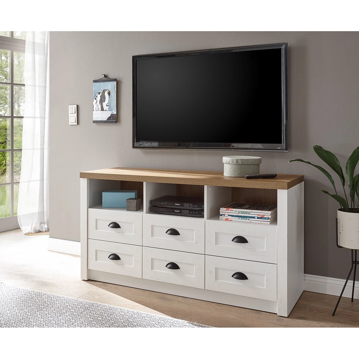 Norrwood Meuble TV Proville I - Imitation chêne blanc / Imitation chêne 4 Norrwood Meuble TV Proville I - Imitation chêne blanc / Imitation chêne – Image 2