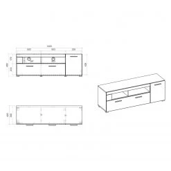 Loftscape Ensemble meubles TV Cely I (4 éléments) - Blanc brillant / Blanc mat -Meubles de salon Soldes 1000214312 200527 07015400162 SKETCH DETAILS P000000001000214312 sketch