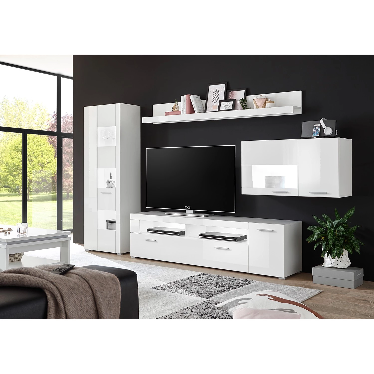 Loftscape Ensemble meubles TV Cely III (4 élém.) - Blanc brillant / Blanc mat 4 Loftscape Ensemble meubles TV Cely III (4 élém.) - Blanc brillant / Blanc mat – Image 2