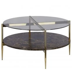 Jack & Alice Table basse Lymm - Verre / Métal - Gris / Doré