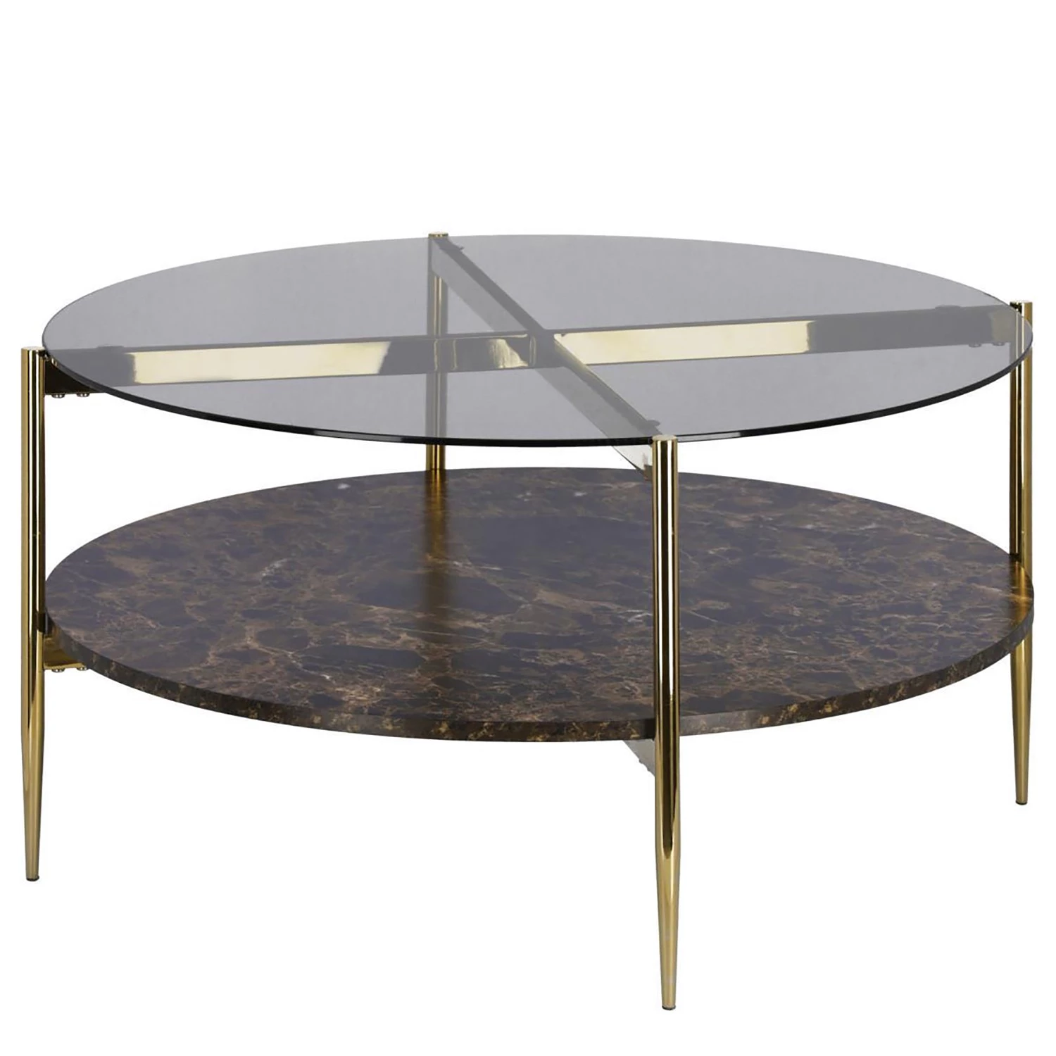 Jack & Alice Table basse Lymm - Verre / Métal - Gris / Doré 3 Jack & Alice Table basse Lymm - Verre / Métal - Gris / Doré