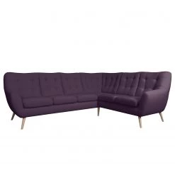 Fredriks Canapé panoramique Sawston II - Microfibre - Bleu marine - Alignement à droite