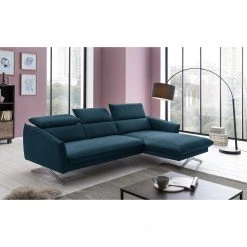 Fredriks Canapé d’angle Silt - Velours - Bleu foncé - Méridienne courte à droite (vue de face) -Meubles de salon Soldes 1000215467 201209 18165700652 MOOD DETAILS P000000001000215467 mood