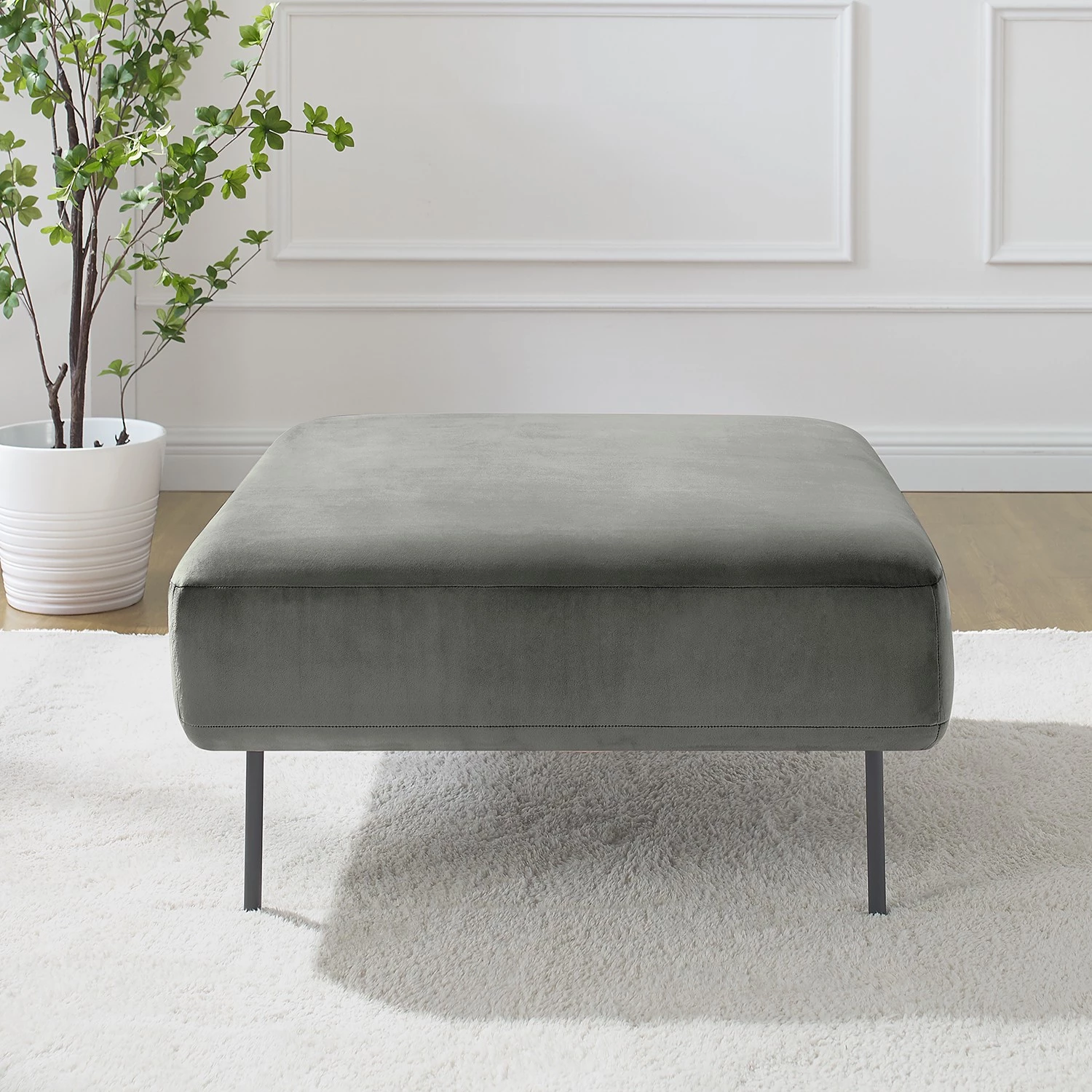 Fredriks Repose-pieds capitonné Bleecker - Velours - Gris 5 Fredriks Repose-pieds capitonné Bleecker - Velours - Gris – Image 3