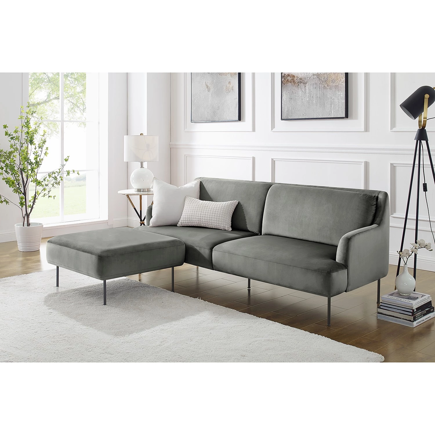 Fredriks Repose-pieds capitonné Bleecker - Velours - Gris 6 Fredriks Repose-pieds capitonné Bleecker - Velours - Gris – Image 4