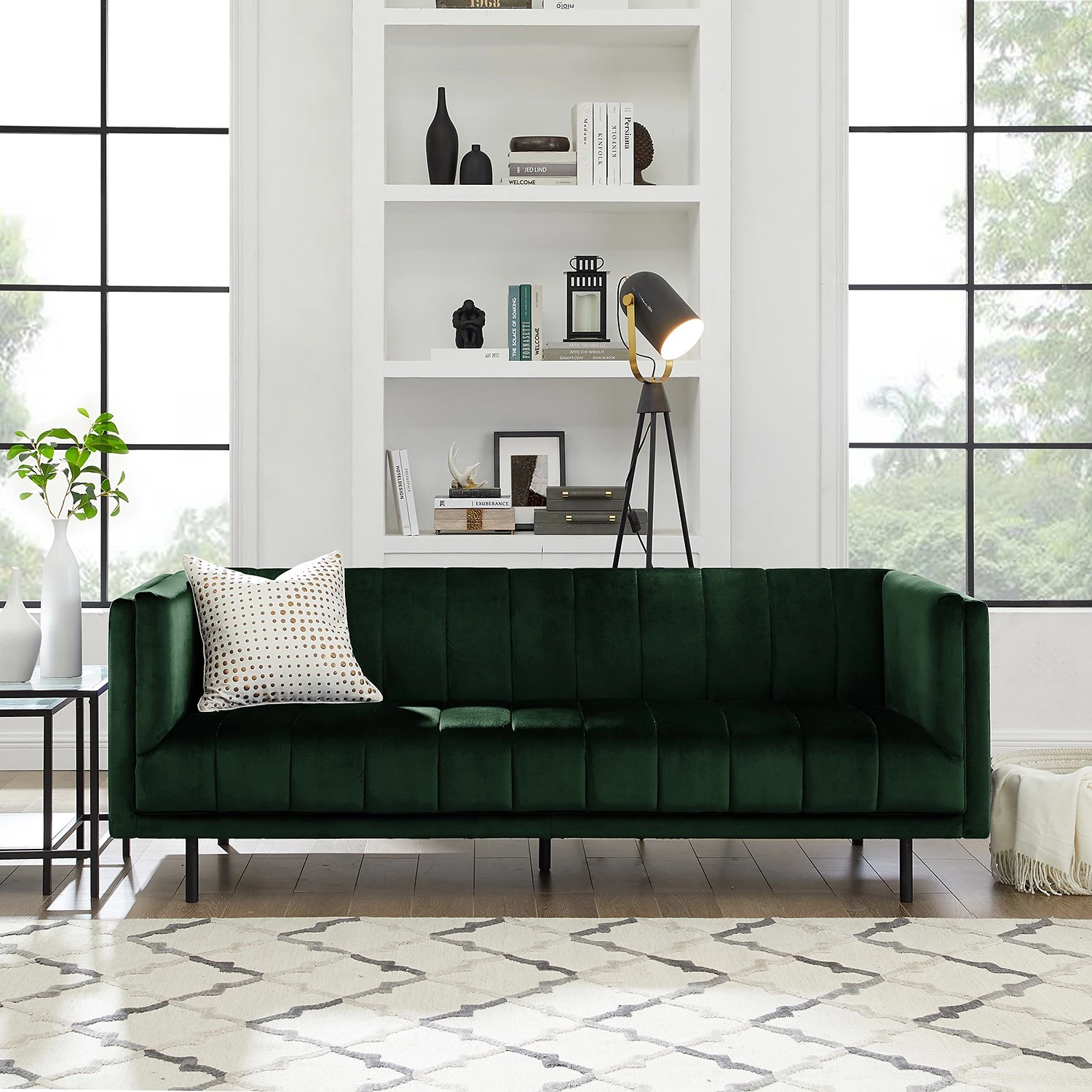 Jack & Alice Canapé Beslon (3 places) - Tissu - Vert foncé 5 Jack & Alice Canapé Beslon (3 places) - Tissu - Vert foncé – Image 3