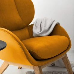 Studio Copenhagen Fauteuil Marols - Velours Shyla: Orange jaune - Chêne clair -Meubles de salon Soldes 1000217270 210122 15291300073 DETAILS P000000001000217270