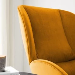 Studio Copenhagen Fauteuil Marols - Velours Shyla: Orange jaune - Chêne clair -Meubles de salon Soldes 1000217270 210122 15291300074 DETAILS P000000001000217270