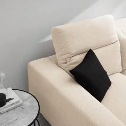 Studio Copenhagen Canapé d’angle Berrie I - Tissu Saia: Beige - Largeur : 266 cm - Méridienne courte à droite (vue de face) -Meubles de salon Soldes 1000217440 210222 09071800165 DETAILS P000000001000217440