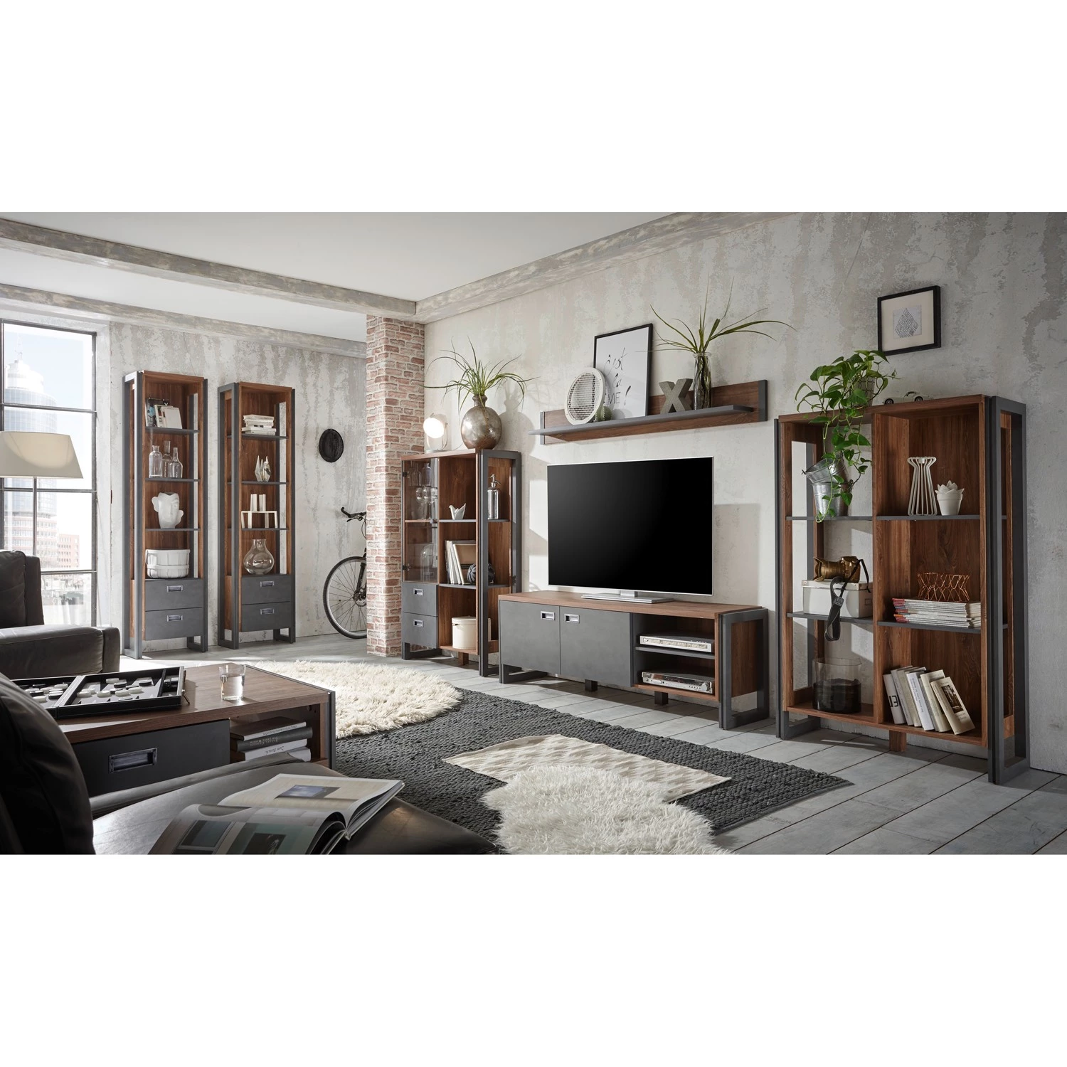 Ars manufacti Ensemble meubles TV Marton I (4 élém.) - Imitation chêne Stirling / Anthracite 4 Ars manufacti Ensemble meubles TV Marton I (4 élém.) - Imitation chêne Stirling / Anthracite – Image 2