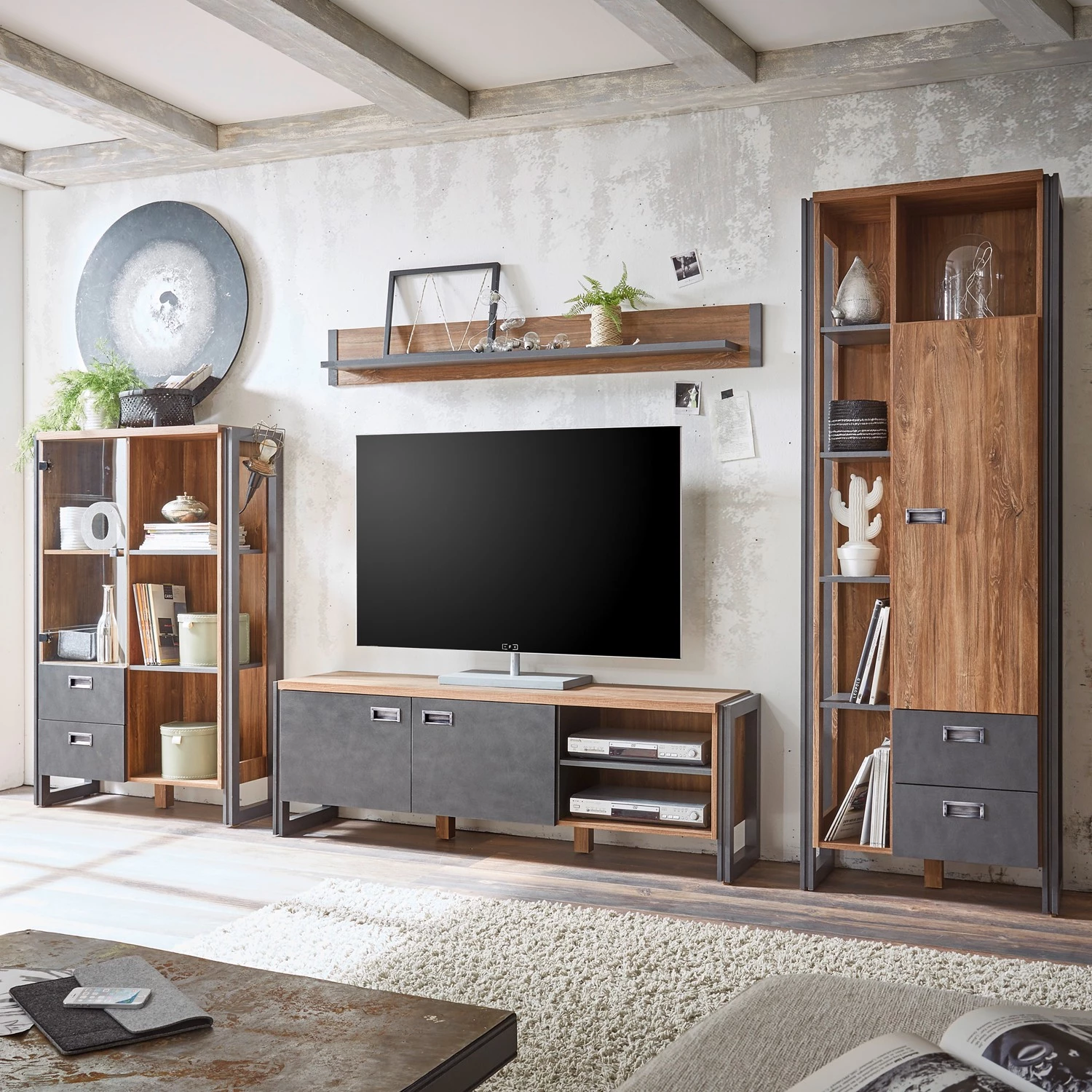 Ars manufacti Ensemble meubles TV Marton III (4 élém.) - Imitation chêne Stirling / Anthracite 3 Ars manufacti Ensemble meubles TV Marton III (4 élém.) - Imitation chêne Stirling / Anthracite