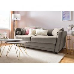 Jack & Alice Canapé convertible Teresina - Velours - Platine - Largeur : 192 cm - Alignement à gauche -Meubles de salon Soldes 1000217673 211006 06151800043 MOOD DETAILS P000000001000217673 mood