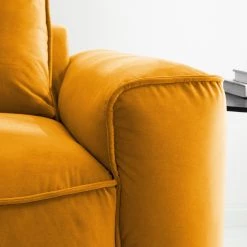 Studio Copenhagen Canapé d’angle Buckley I - Velours Shyla: Orange jaune - Méridienne courte à gauche (vue de face) -Meubles de salon Soldes 1000217929 210127 14545100179 DETAILS P000000001000217929