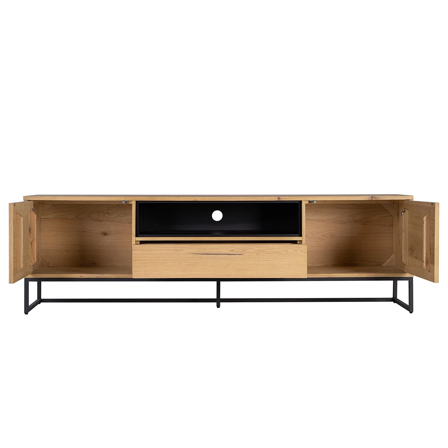 Studio Copenhagen Meuble TV Flox I - Placage en bois véritable / Métal -Chêne / Noir 6 Studio Copenhagen Meuble TV Flox I - Placage en bois véritable / Métal -Chêne / Noir – Image 4