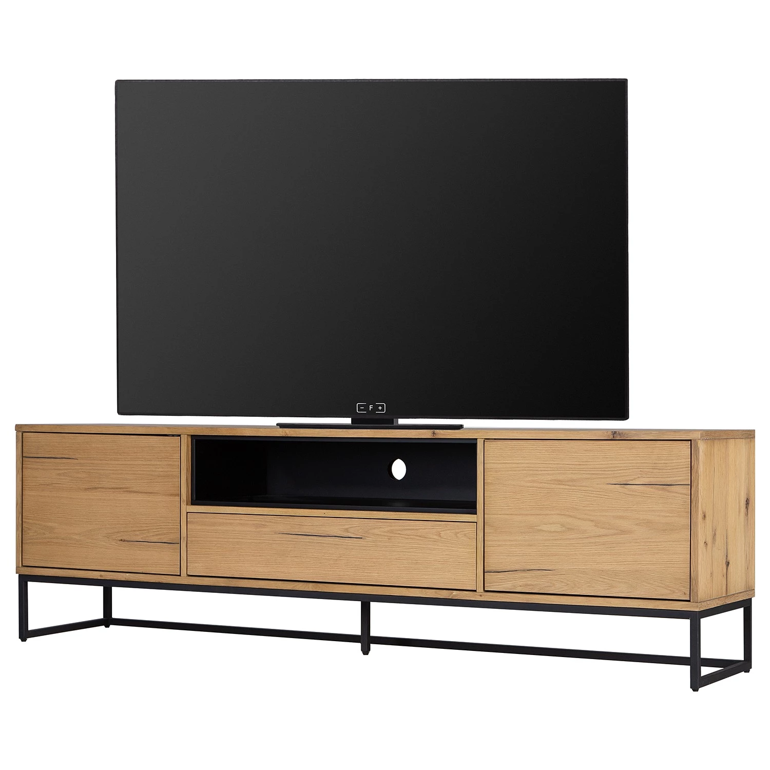 Studio Copenhagen Meuble TV Flox I - Placage en bois véritable / Métal -Chêne / Noir 3 Studio Copenhagen Meuble TV Flox I - Placage en bois véritable / Métal -Chêne / Noir