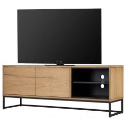 Studio Copenhagen Meuble TV Flox II - Placage en bois véritable / Métal -Chêne / Noir