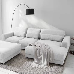 Studio Copenhagen Canapé d’angle Willows III - Tissu Amila: Gris clair - Méridienne courte à droite (vue de face) -Meubles de salon Soldes 1000218223 210127 14550400425 MOOD DETAILS P000000001000218223 mood