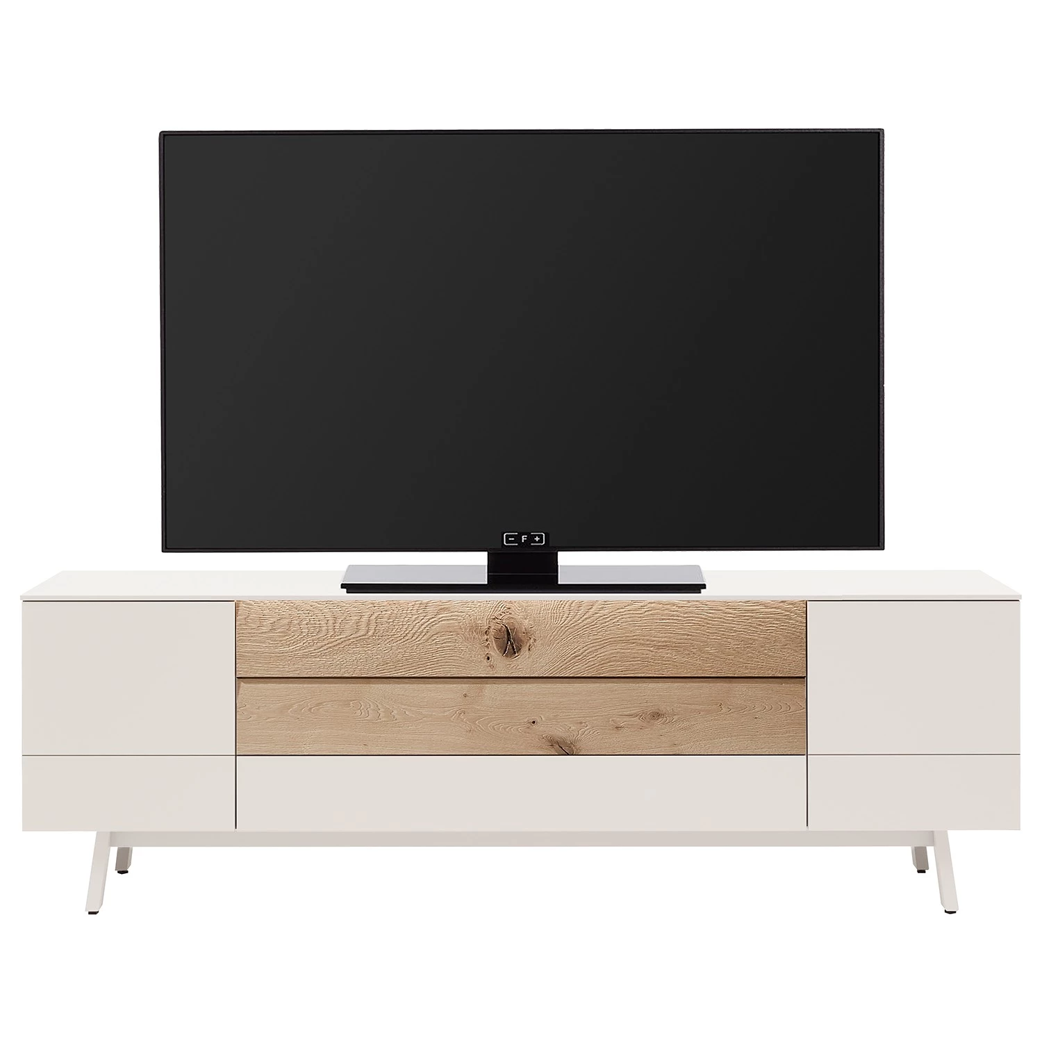 GWINNER Meuble TV Misano - Placage en bois véritable - Gris Sahara / Planches de chêne - Blanc / Chêne sauvage - Sans éclairage 3 GWINNER Meuble TV Misano - Placage en bois véritable - Gris Sahara / Planches de chêne - Blanc / Chêne sauvage - Sans éclairage