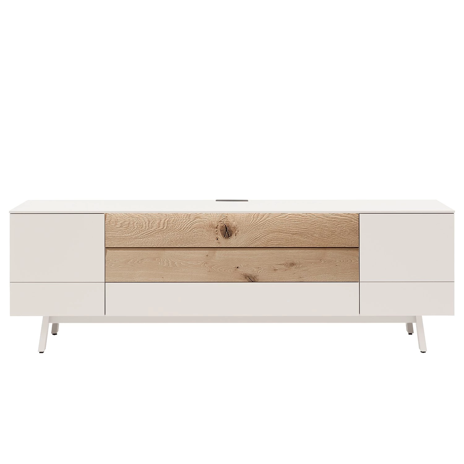 GWINNER Meuble TV Misano - Placage en bois véritable - Gris Sahara / Planches de chêne - Blanc / Chêne sauvage - Sans éclairage 5 GWINNER Meuble TV Misano - Placage en bois véritable - Gris Sahara / Planches de chêne - Blanc / Chêne sauvage - Sans éclairage – Image 3