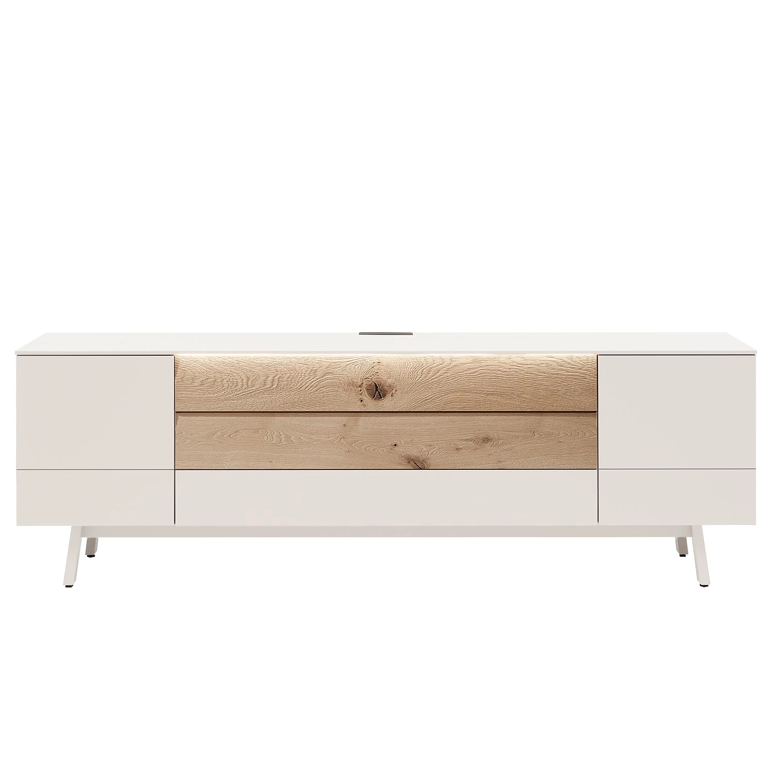 GWINNER Ensemble meubles TV Misano II (3 élém.) - Placage en bois véritable / Verre - Planches de chêne / Gris - Blanc / Chêne sauvage - Avec éclairage 7 GWINNER Ensemble meubles TV Misano II (3 élém.) - Placage en bois véritable / Verre - Planches de chêne / Gris - Blanc / Chêne sauvage - Avec éclairage – Image 5