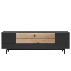 GWINNER Meuble TV Misano - Placage en bois véritable - Gris Sahara / Planches de chêne - Anthracite / Chêne sauvage - Avec éclairage -Meubles de salon Soldes 1000218345 200828 11294800230 DETAILS P000000001000218345