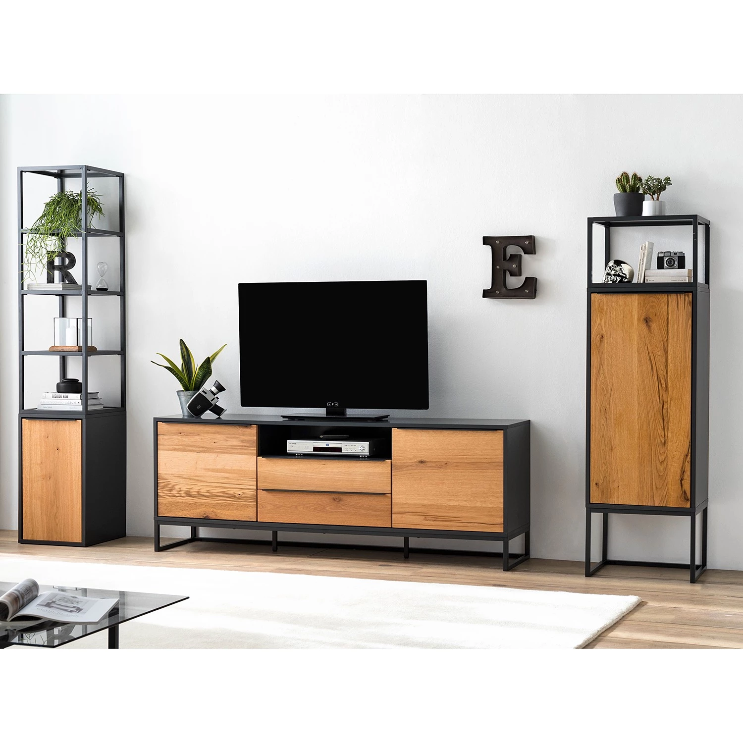 Red Living Armoire Barview I - Placage en chêne - Chêne / Anthracite 5 Red Living Armoire Barview I - Placage en chêne - Chêne / Anthracite – Image 3