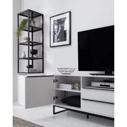Fredriks Meuble TV White Hall I - Blanc mat / Noir -Meubles de salon Soldes 1000218366 210316 08055100002 DETAILS P000000001000218366
