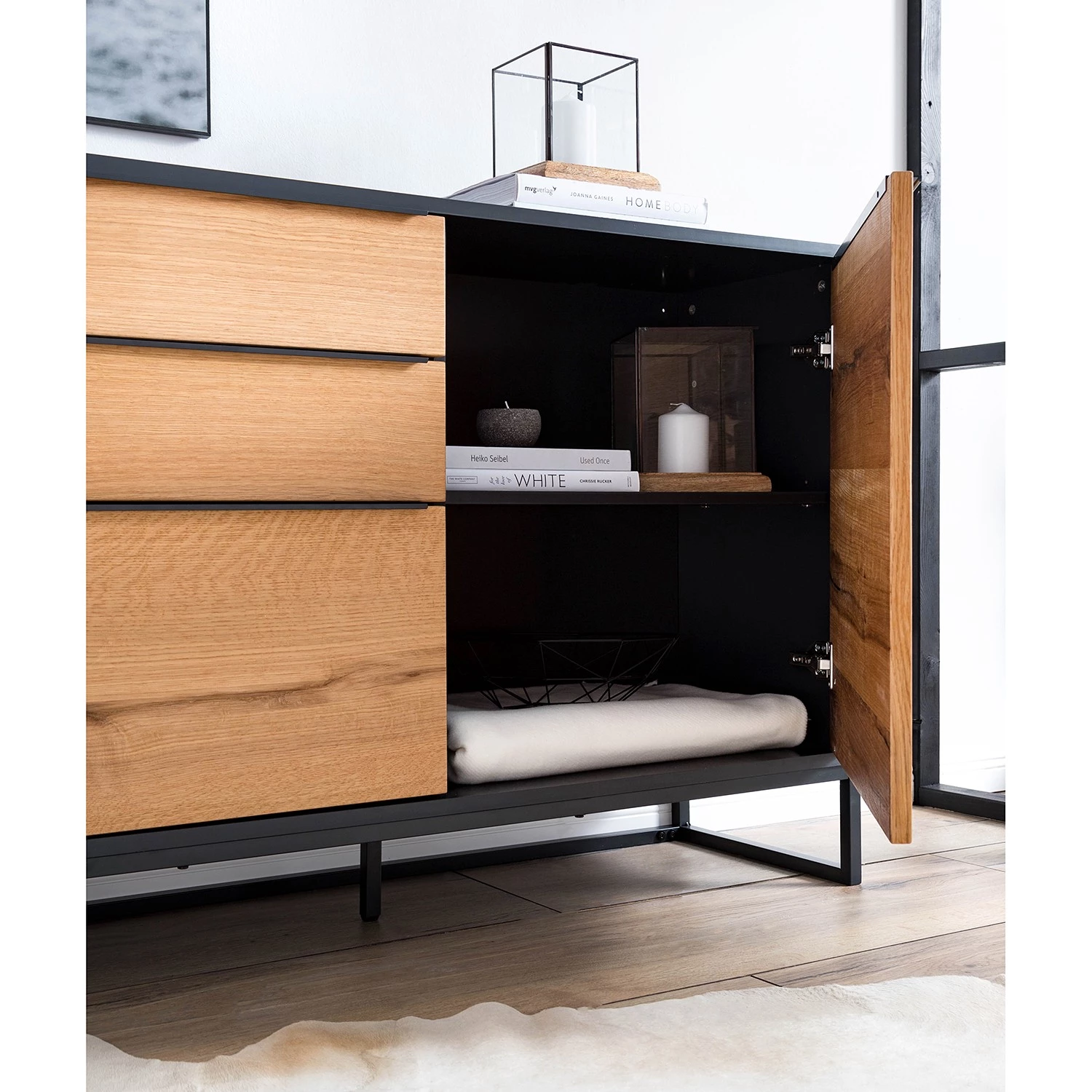 Red Living Buffet Barview I - Placage en chêne - Chêne / Anthracite 12 Red Living Buffet Barview I - Placage en chêne - Chêne / Anthracite – Image 10