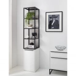 Fredriks Étagère White Hall - Blanc mat / Noir -Meubles de salon Soldes 1000218374 210316 08014500001 MOOD DETAILS P000000001000218374 mood