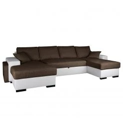 Fredriks Canapé panoramique Bardwell - Similicuir, tissu - Marron / Blanc