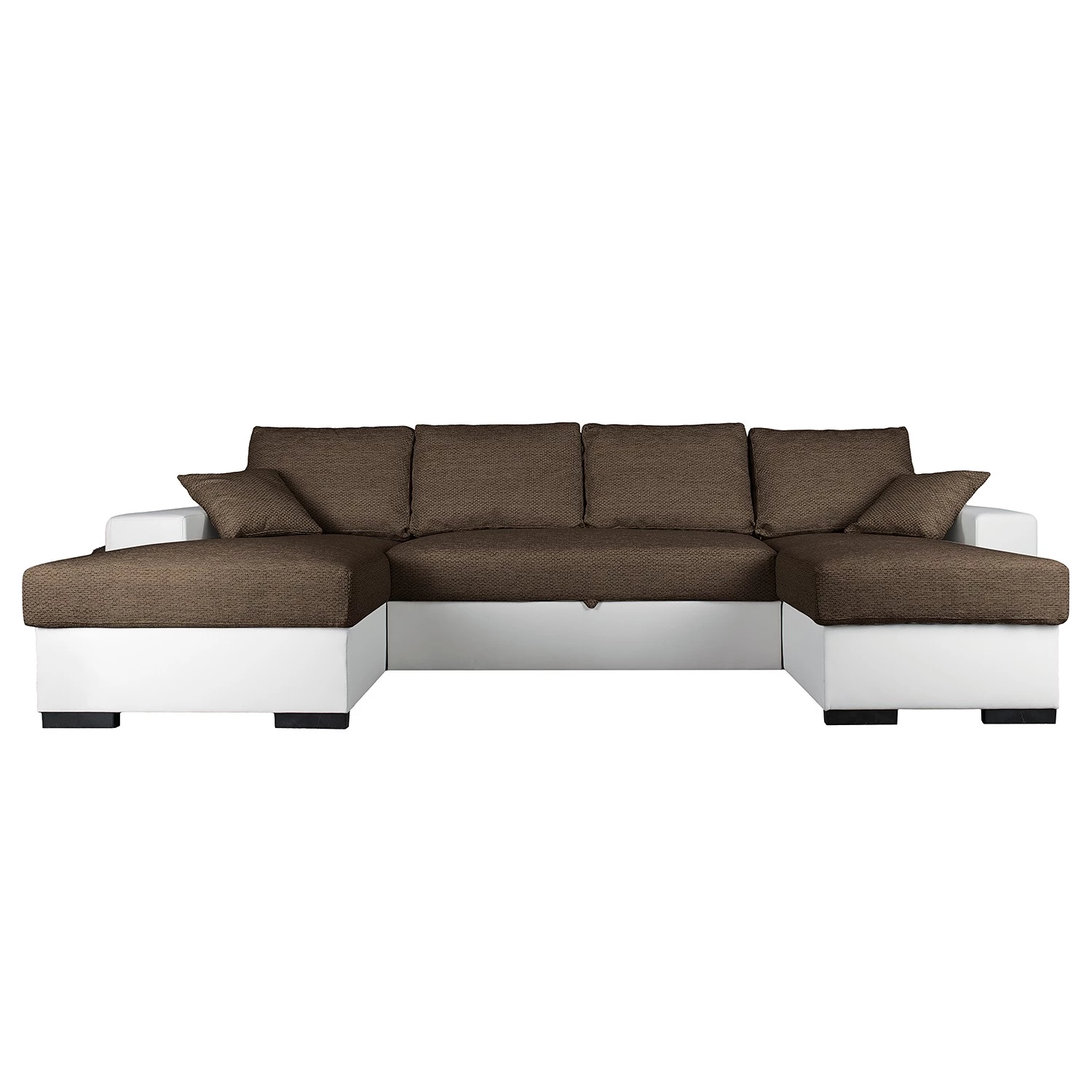 Fredriks Canapé panoramique Bardwell - Similicuir, tissu - Marron / Blanc 4 Fredriks Canapé panoramique Bardwell - Similicuir, tissu - Marron / Blanc – Image 2