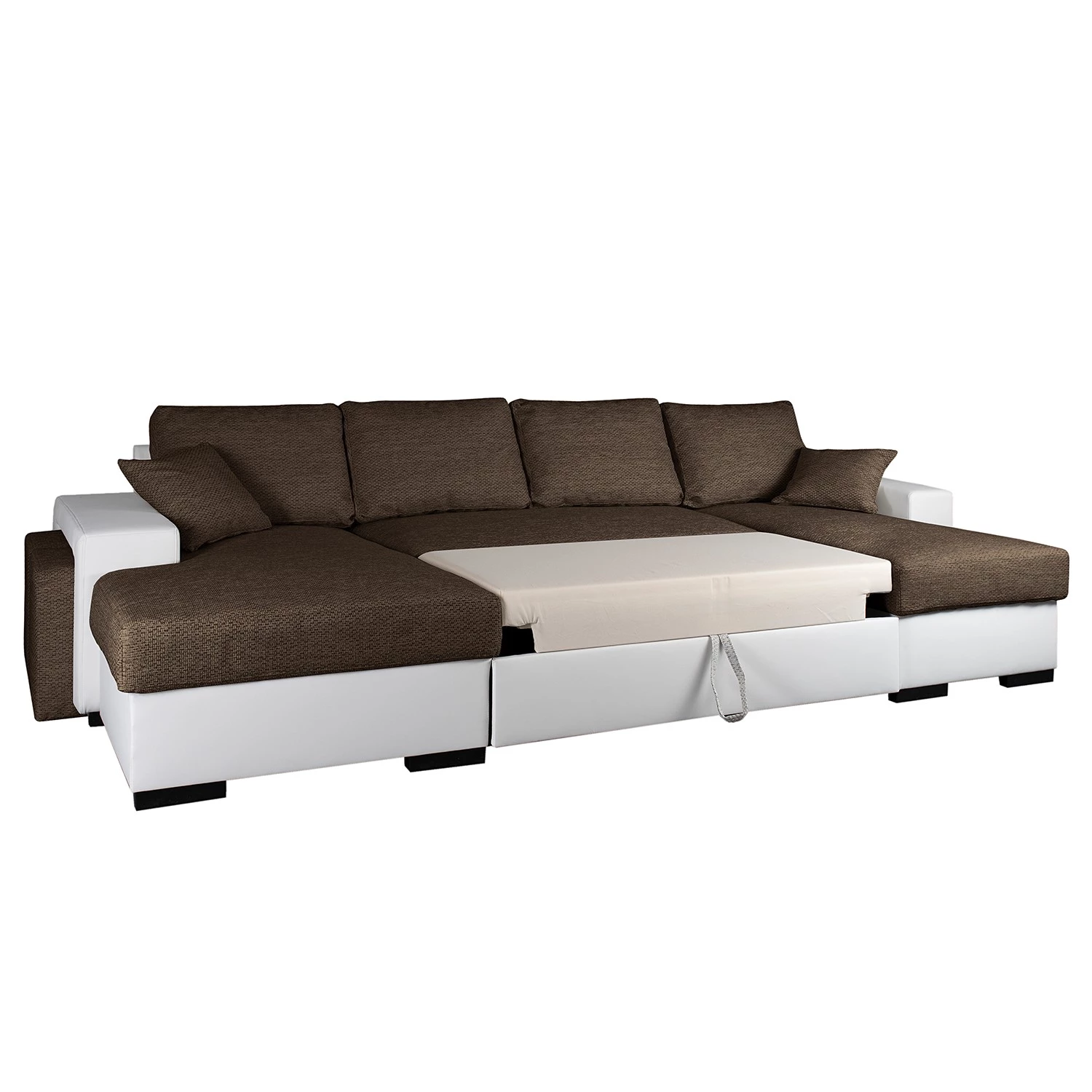 Fredriks Canapé panoramique Bardwell - Similicuir, tissu - Marron / Blanc 5 Fredriks Canapé panoramique Bardwell - Similicuir, tissu - Marron / Blanc – Image 3