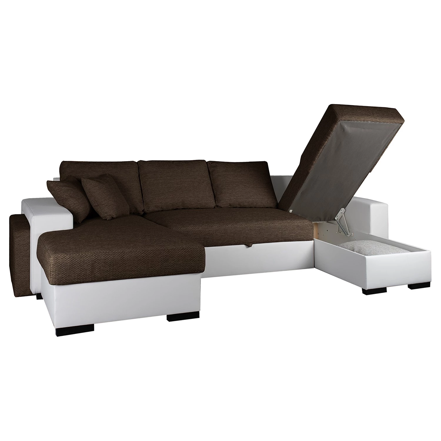 Fredriks Canapé panoramique Bardwell - Similicuir, tissu - Marron / Blanc 6 Fredriks Canapé panoramique Bardwell - Similicuir, tissu - Marron / Blanc – Image 4