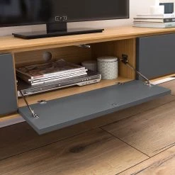 Studio Copenhagen Meuble TV Danica - Placage en bois véritable - Gris foncé mat / Frêne -Meubles de salon Soldes 1000220429 210903 11024800088 DETAILS P000000001000220429