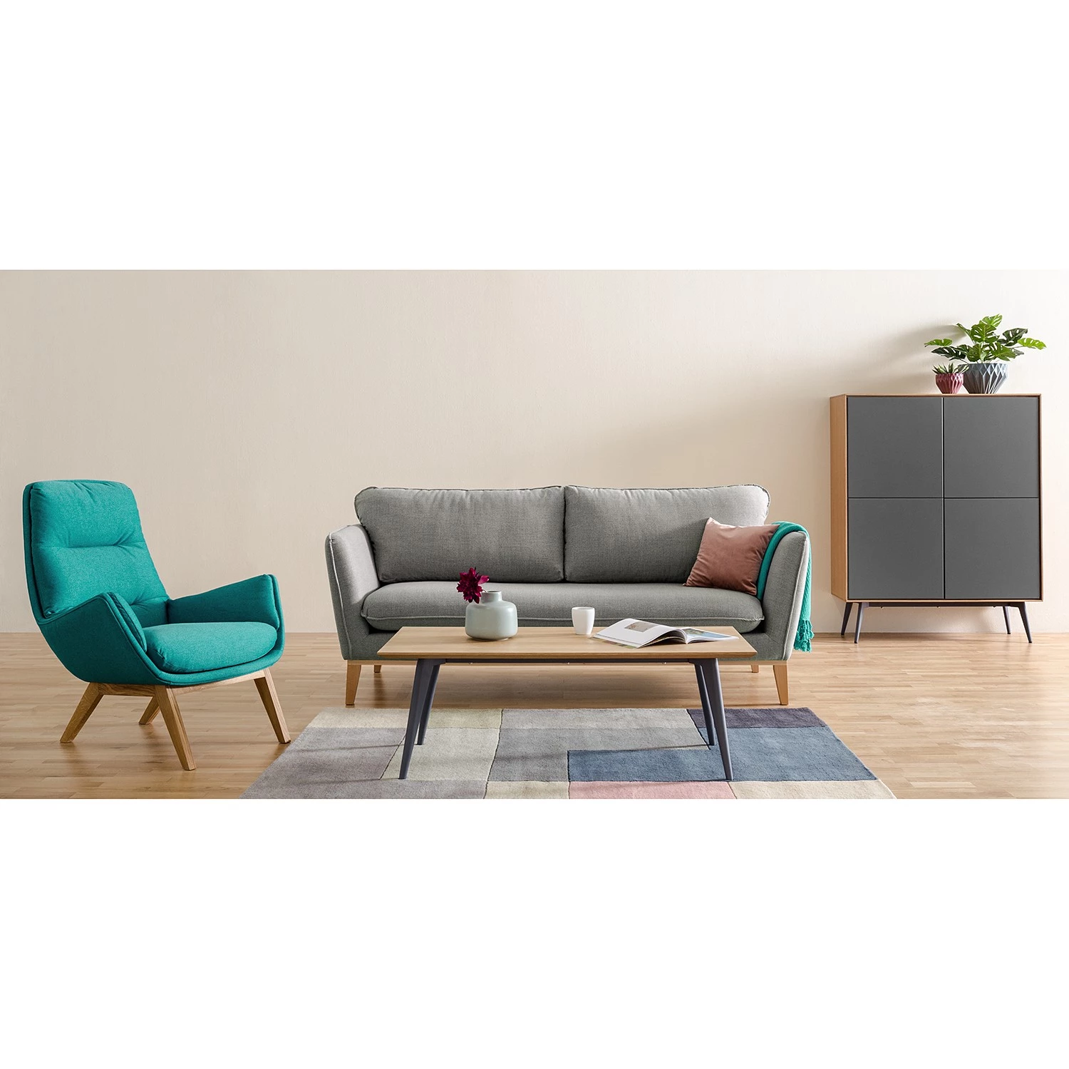 Studio Copenhagen Table basse Danica - Placage en bois véritable - Gris foncé mat / Frêne 4 Studio Copenhagen Table basse Danica - Placage en bois véritable - Gris foncé mat / Frêne – Image 2