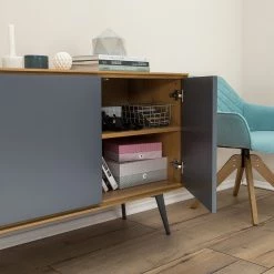 Studio Copenhagen Buffet Danica - Placage en bois véritable - Gris foncé mat / Frêne -Meubles de salon Soldes 1000220479 201113 13035200053 DETAILS P000000001000220479