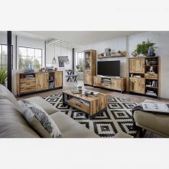 Ridgevalley Tablette murale Priay - Imitation mélèze / Graphite - Largeur : 155 cm -Meubles de salon Soldes 1000220671 200819 06340200028 MOOD DETAILS P000000001000220671 mood