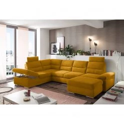 Fredriks Canapé panoramique Caldwell - Tissu - Tissu Roge: Safran - Méridienne longue à gauche (vue de face) -Meubles de salon Soldes 1000222154 201119 09423400389 MOOD DETAILS P000000001000222154 mood