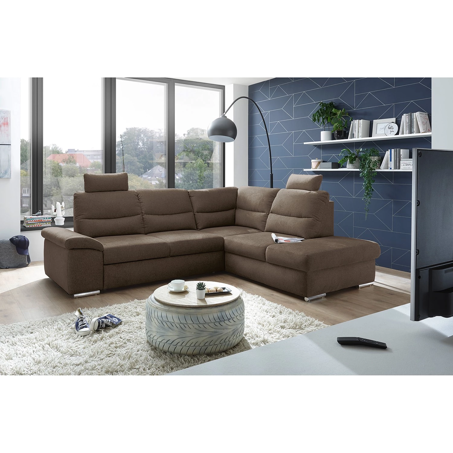 Fredriks Canapé d’angle Caldwell - Tissu - Tissu Roge: Espresso - Méridienne longue à droite (vue de face) 4 Fredriks Canapé d’angle Caldwell - Tissu - Tissu Roge: Espresso - Méridienne longue à droite (vue de face) – Image 2