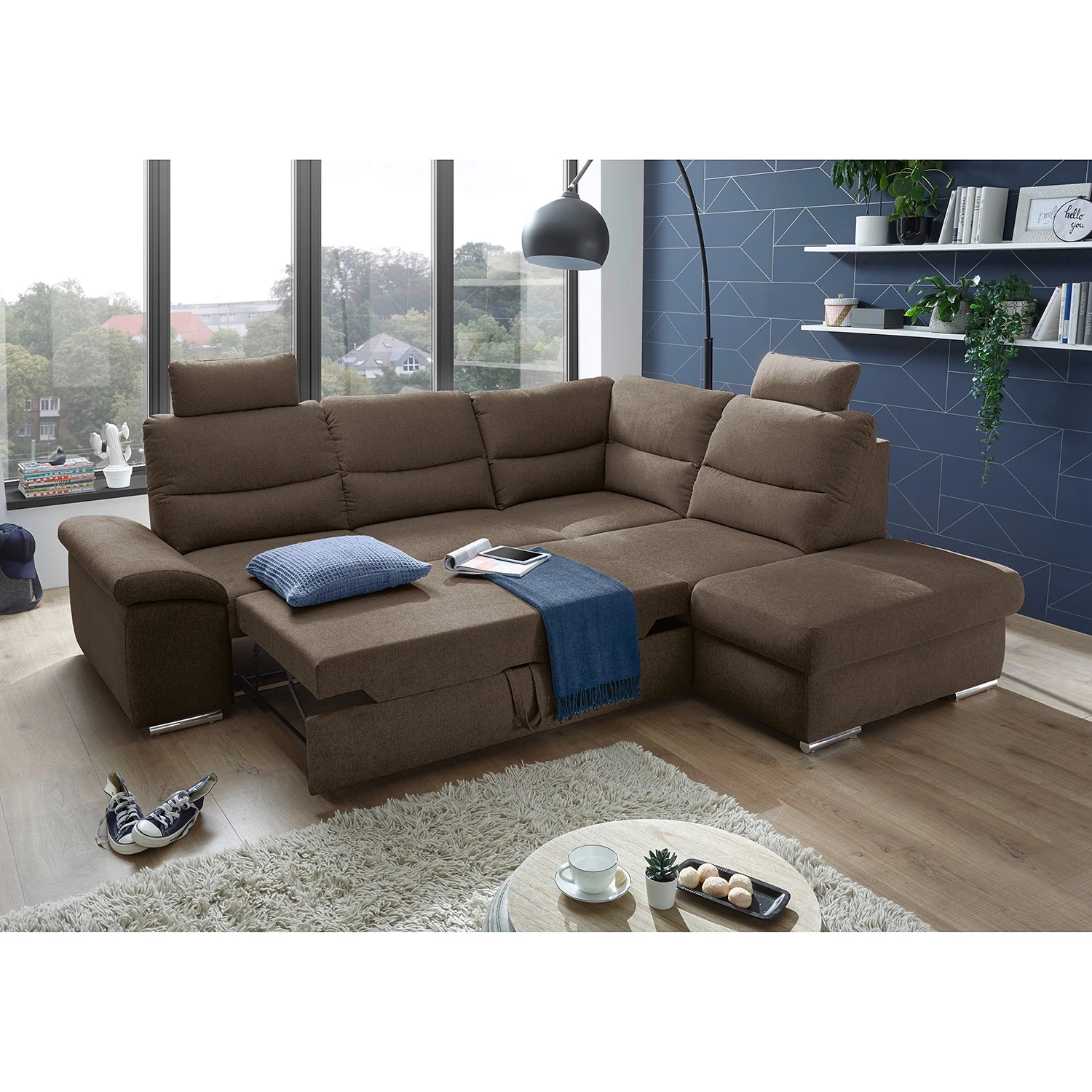 Fredriks Canapé d’angle Caldwell - Tissu - Tissu Roge: Espresso - Méridienne longue à droite (vue de face) 5 Fredriks Canapé d’angle Caldwell - Tissu - Tissu Roge: Espresso - Méridienne longue à droite (vue de face) – Image 3