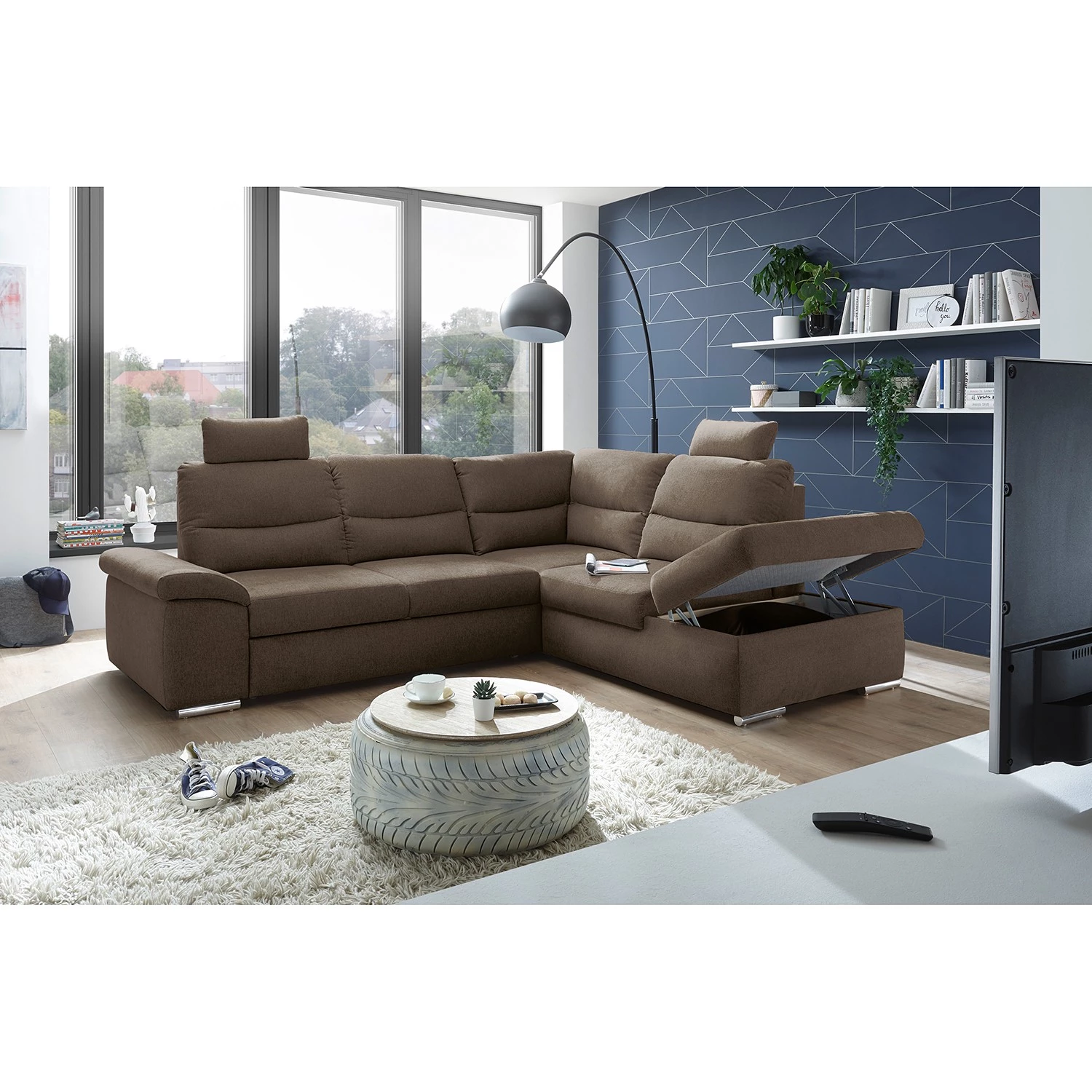 Fredriks Canapé d’angle Caldwell - Tissu - Tissu Roge: Espresso - Méridienne longue à droite (vue de face) 6 Fredriks Canapé d’angle Caldwell - Tissu - Tissu Roge: Espresso - Méridienne longue à droite (vue de face) – Image 4