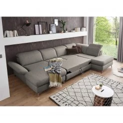 Fredriks Canapé panoramique Glenmoore - Tissu - Tissu Ganum: Gris minéral - Méridienne courte à gauche / longue à droite (vue de face) -Meubles de salon Soldes 1000222220 201113 21115100172 MOOD DETAILS P000000001000222220 mood