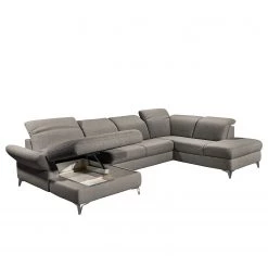 Fredriks Canapé panoramique Glenmoore - Tissu - Tissu Ganum: Gris minéral - Méridienne courte à gauche / longue à droite (vue de face) -Meubles de salon Soldes 1000222220 201113 21120600176 DETAILS P000000001000222220